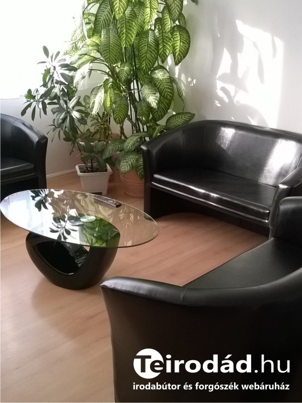 Club kétszemélyes tárgyalófotel + Jasmin üveg dohányzóasztal