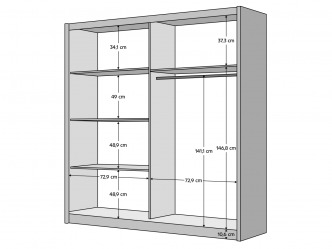 TEM-Bajadero TYP 1 2D-150 modern gardróbszekrény tükörrel 3