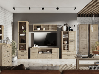 TEM-Dorsi 2D1S/180 TV-asztal polcokkal és fiókkal 2